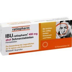 Eine Verpackung von IBU-ratiopharm 400 mg Schmerztabletten für Jugendliche und Erwachsene.
