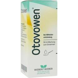 Eine Packung Otovowen, ein Mittel gegen Mittelohrentzündung, mit 50 ml Inhalt.