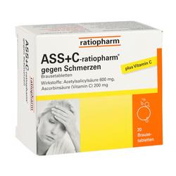Schachtel mit Schmerztabletten und Vitamin C von Ratiopharm.