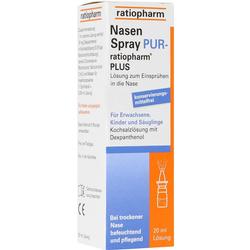 Weiße Packung von ratiopharm Nasenspray für Nase, geeignet für Erwachsene und Kinder.