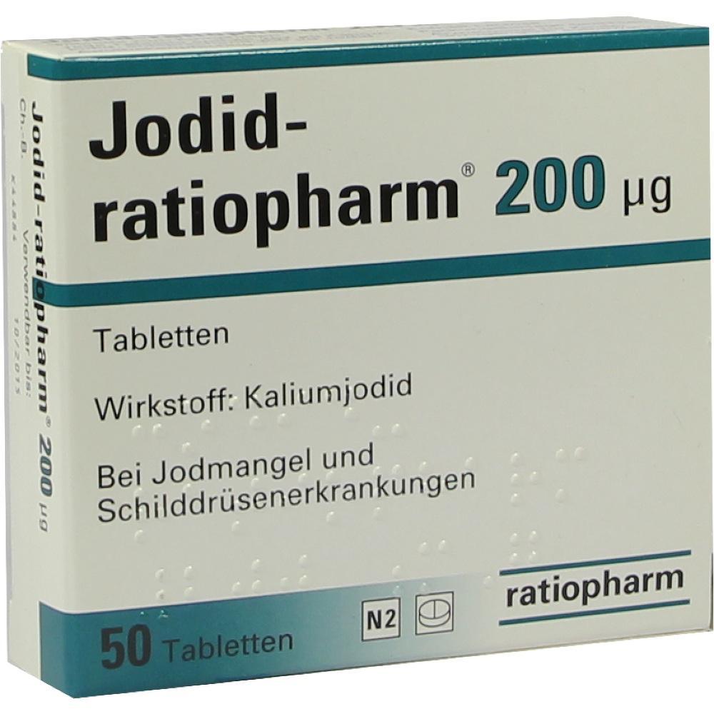 Verpackung von Jodid-tabletten zur Behandlung von Jodmangel.