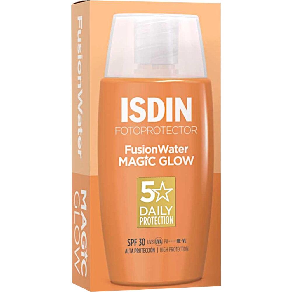 Braune Flasche mit Sonnenschutz-Creme ISDIN FusionWater.